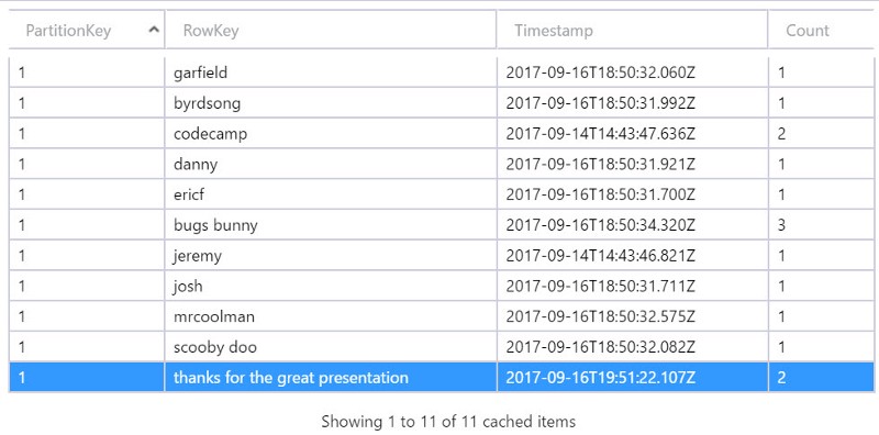 Table Storage Explorer