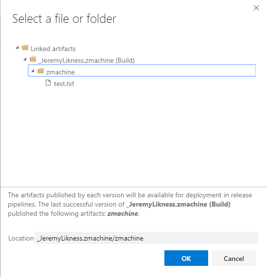 Choose the artifacts folder